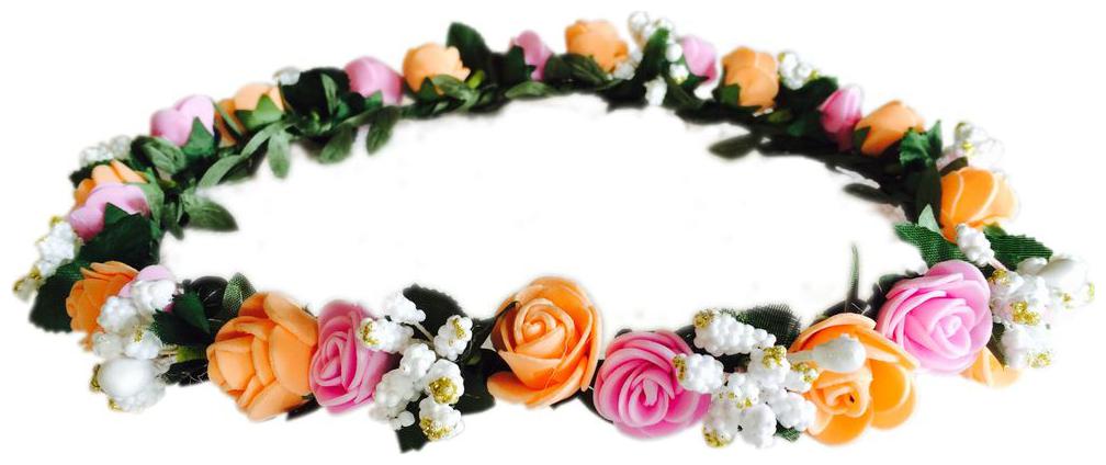 

Multicoloured Fabric Floral Crown Tiara For Girls And Women