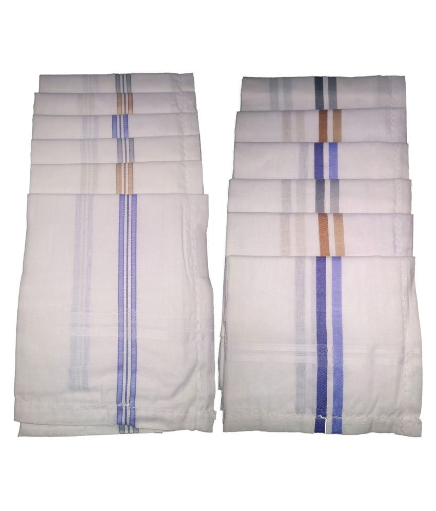 

N G Products Premium Cotton White Handkerchief for Men and Boy Set of 12 Pcs size 42