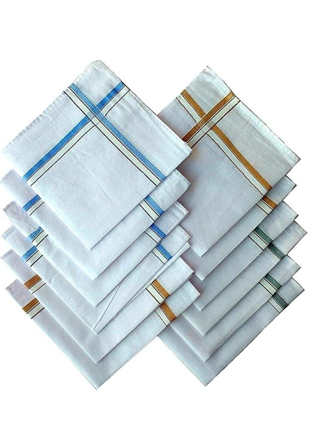 

N G Products Men and Boys Premium Cotton White Handkerchief Set of 12 Pcs size 42