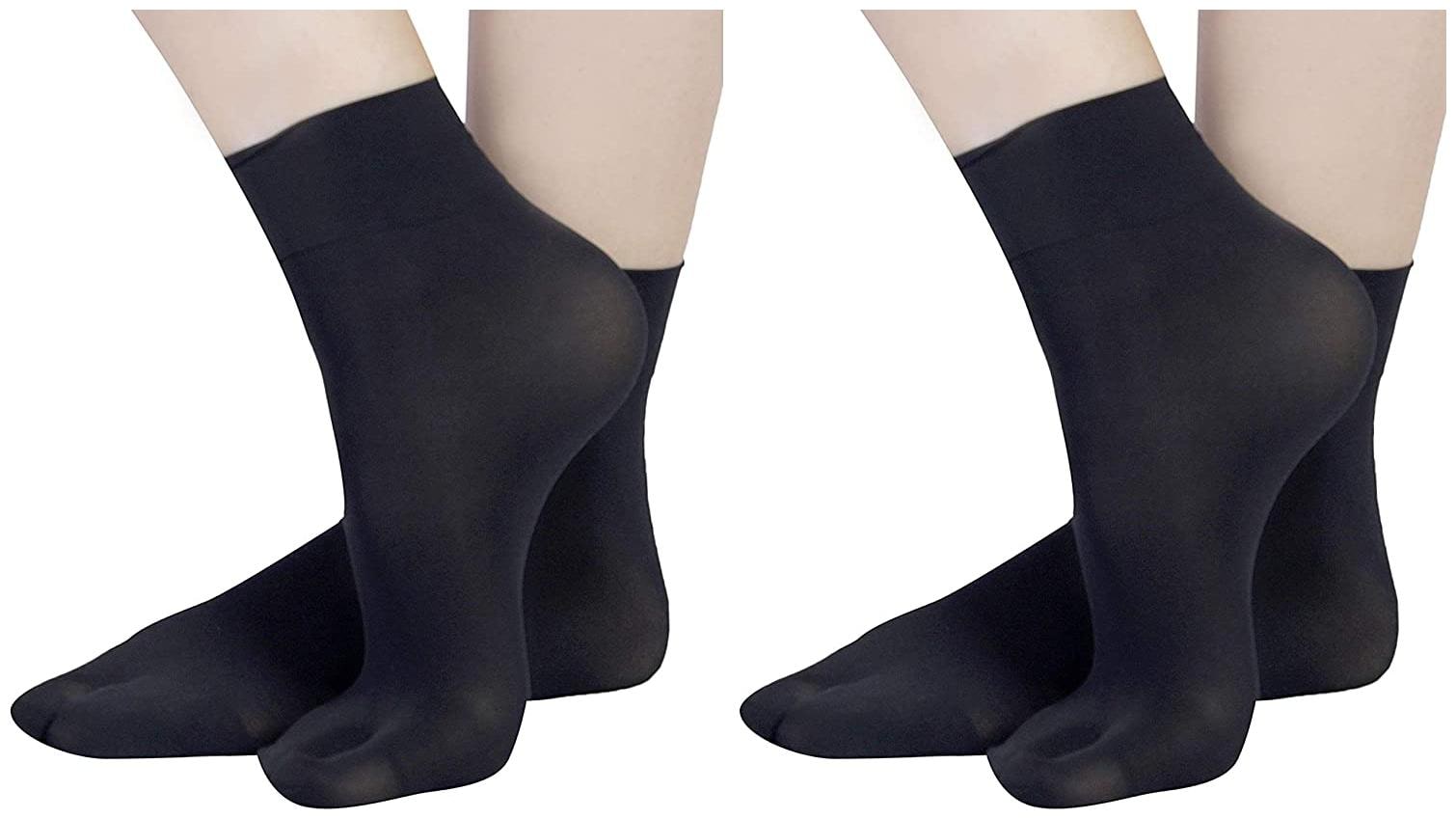 

N2S NEXT2SKIN Women s Ankle Length Opaque Socks - Pack of 2 Pairs (Black Black)