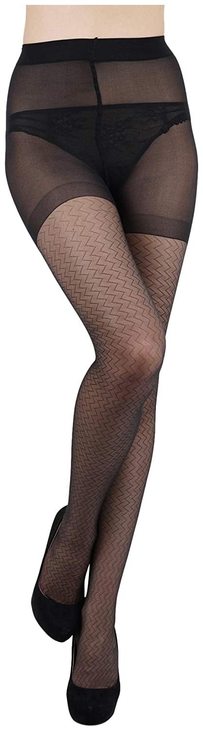 

N2S NEXT2SKIN Women s Sheer Transparent Pantyhose Stocking (Black)