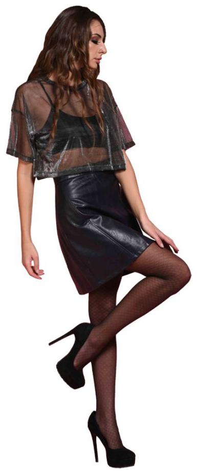 

N2S NEXT2SKIN Women s Sheer Transparent Designer Pantyhose Stocking (Black)