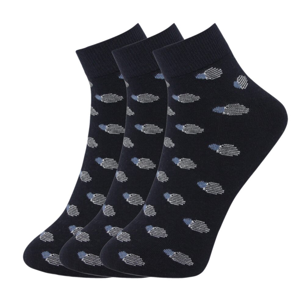 

NATURE LINE Blue Cotton Ankle length socks ( Pack of 3 )