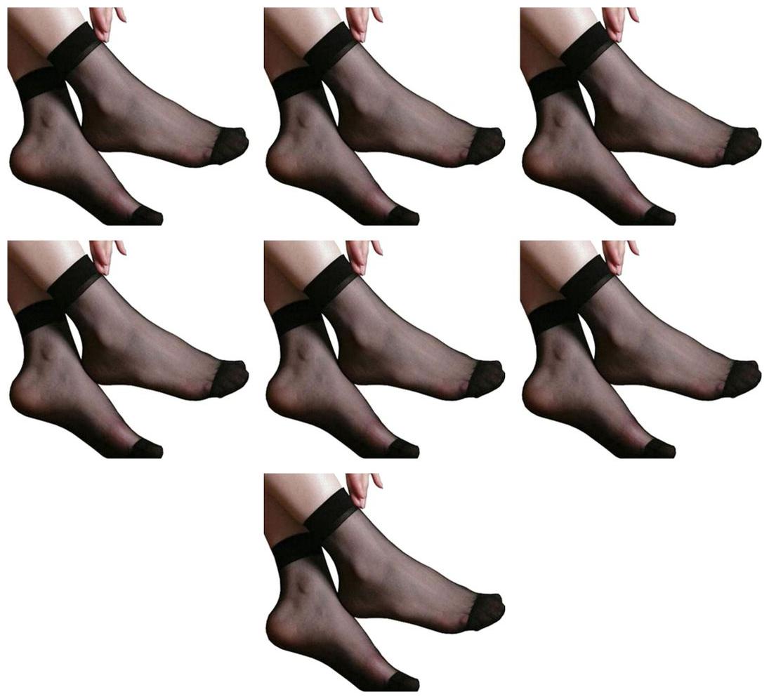 

Nawab Ultra-Thin Transparent Sheer black Net Skin Ankle Length No Show Women Girl Socks( 7 PAIR)