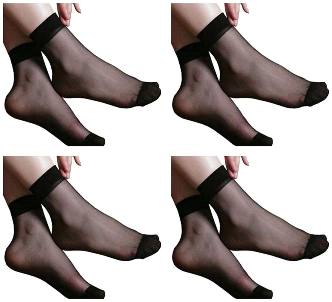 

Nawab Ultra-Thin Transparent Sheer black Net Skin Ankle Length No Show Women Girl Socks( 4 PAIR)