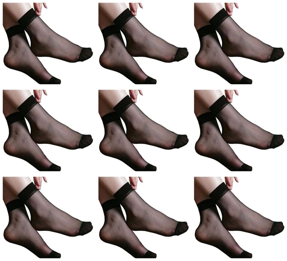 

Nawab Ultra-Thin Transparent Sheer black Net Skin Ankle Length No Show Women Girl Socks( 9 PAIR)