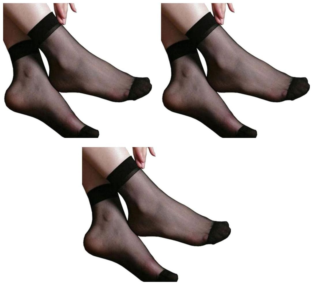 

Nawab Ultra-Thin Transparent Sheer black Net Skin Ankle Length No Show Women Girl Socks( 3 PAIR)