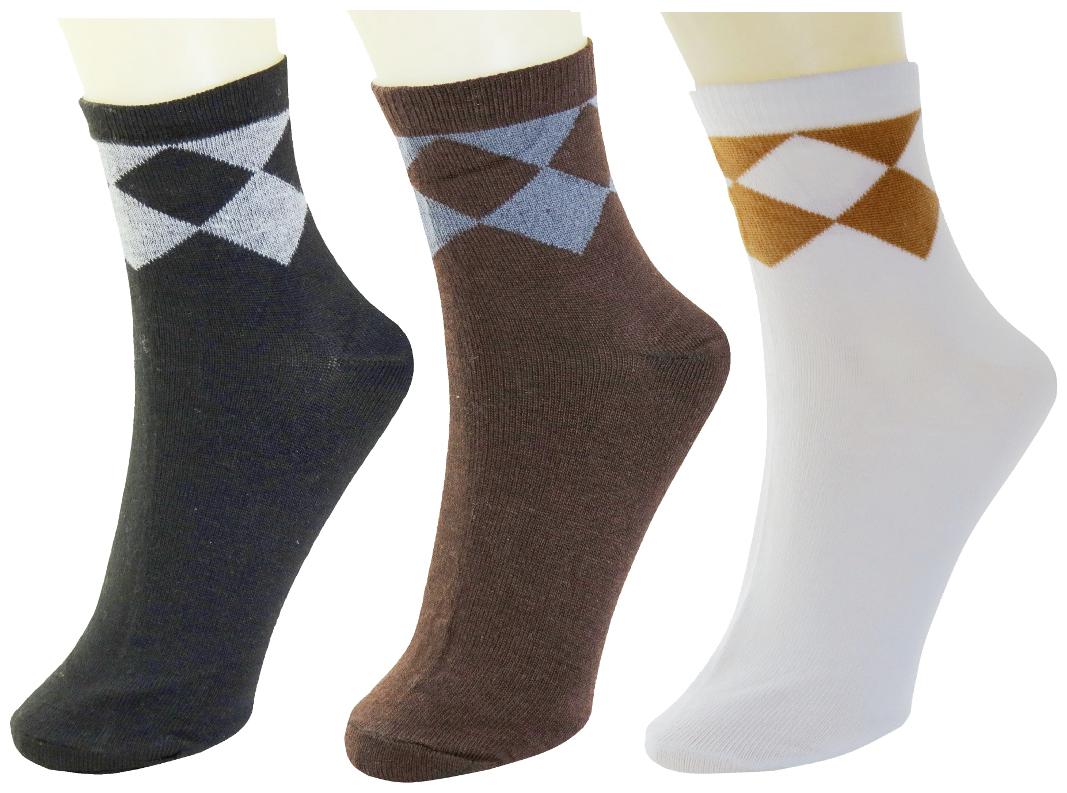 

Neska Moda Premium 3 Pair Men s Formal Cotton Plain Ankle Length Socks-White Brown Black S352