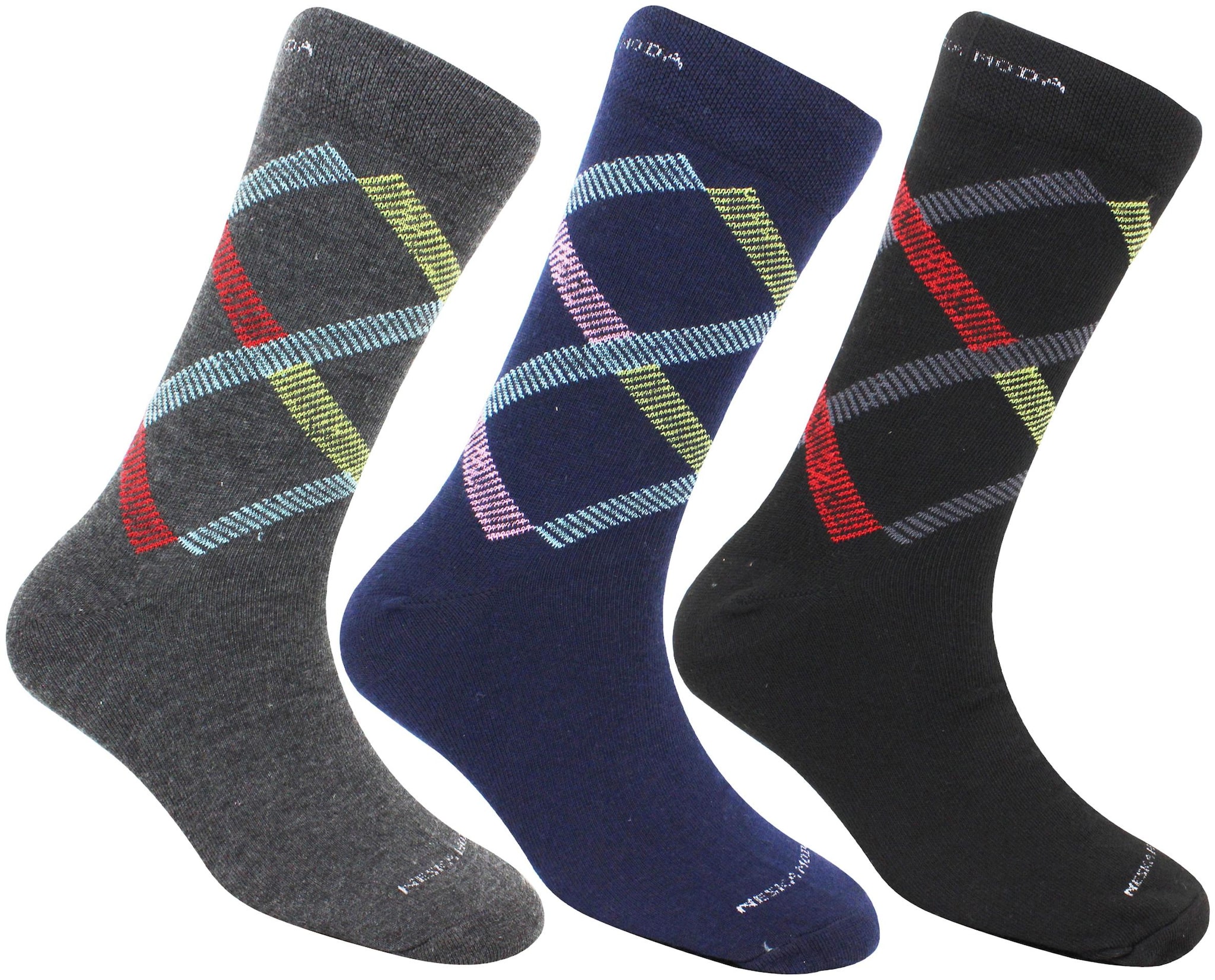 

Neska Moda Multi Cotton Crew length socks ( Pack of 3 )