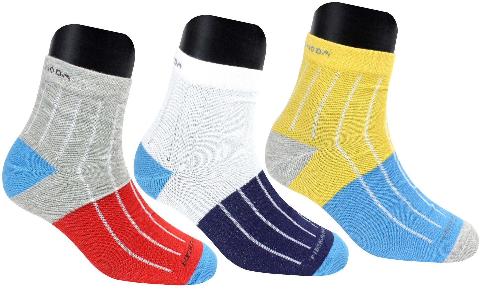 

Neska Moda Multi Cotton Ankle length socks ( 3 pairs )