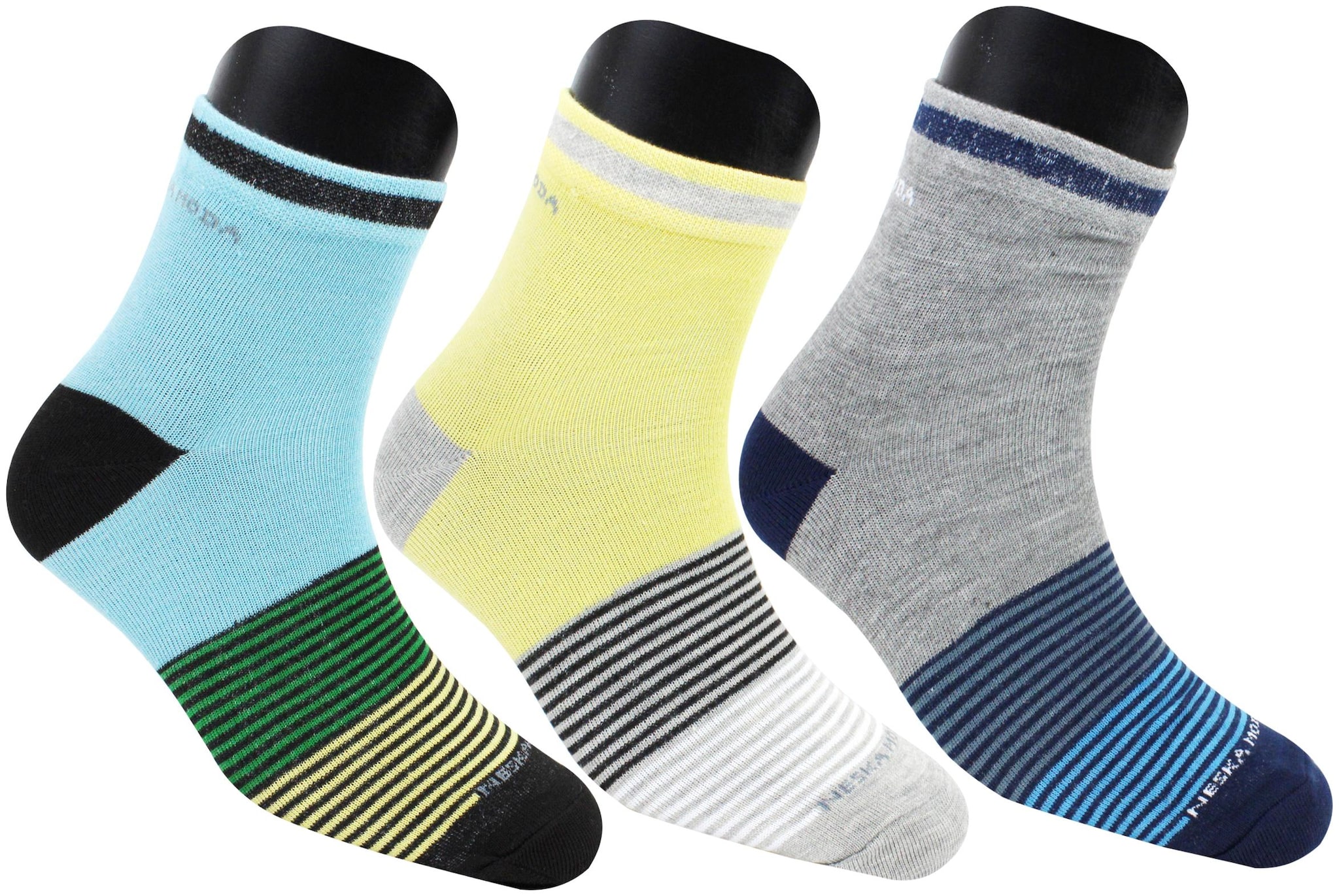 

Neska Moda Multi Cotton Ankle length socks ( 3 pairs )