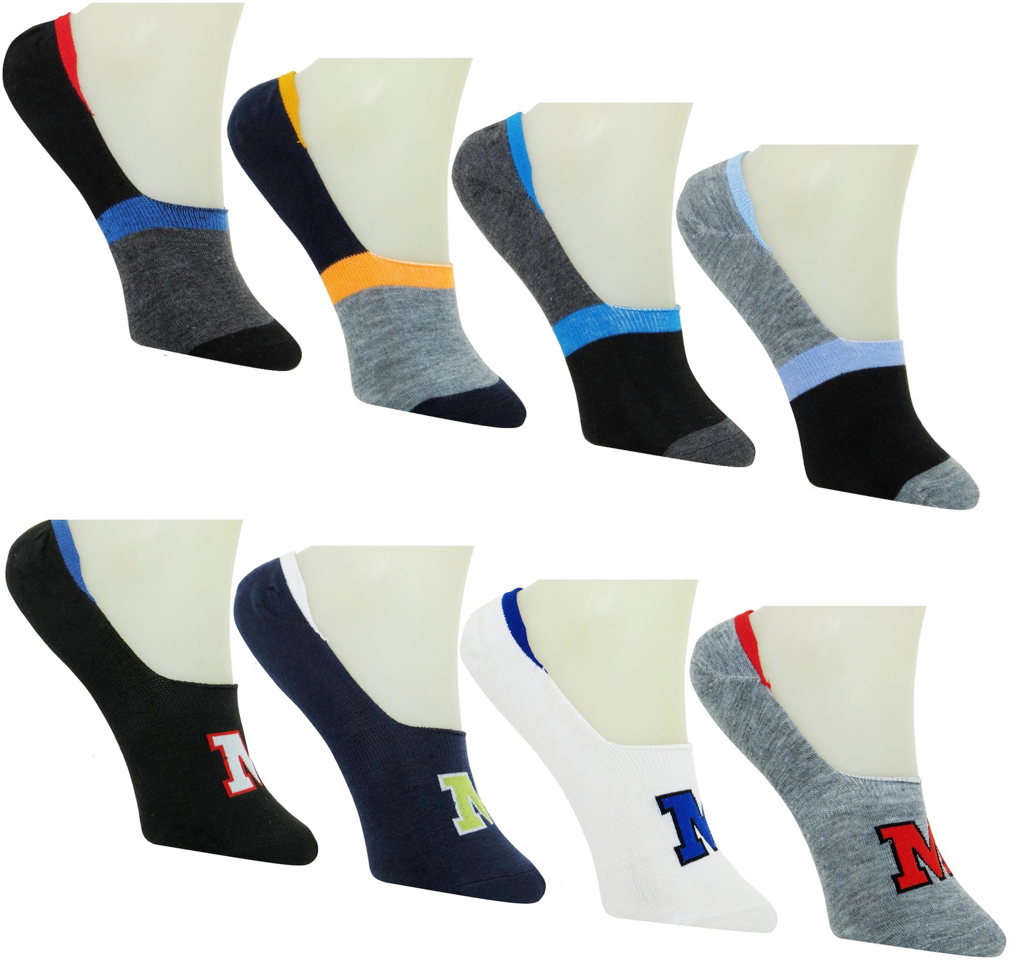 

Neska Moda Men 8 Pairs Multicolor Cotton Low Cut Socks