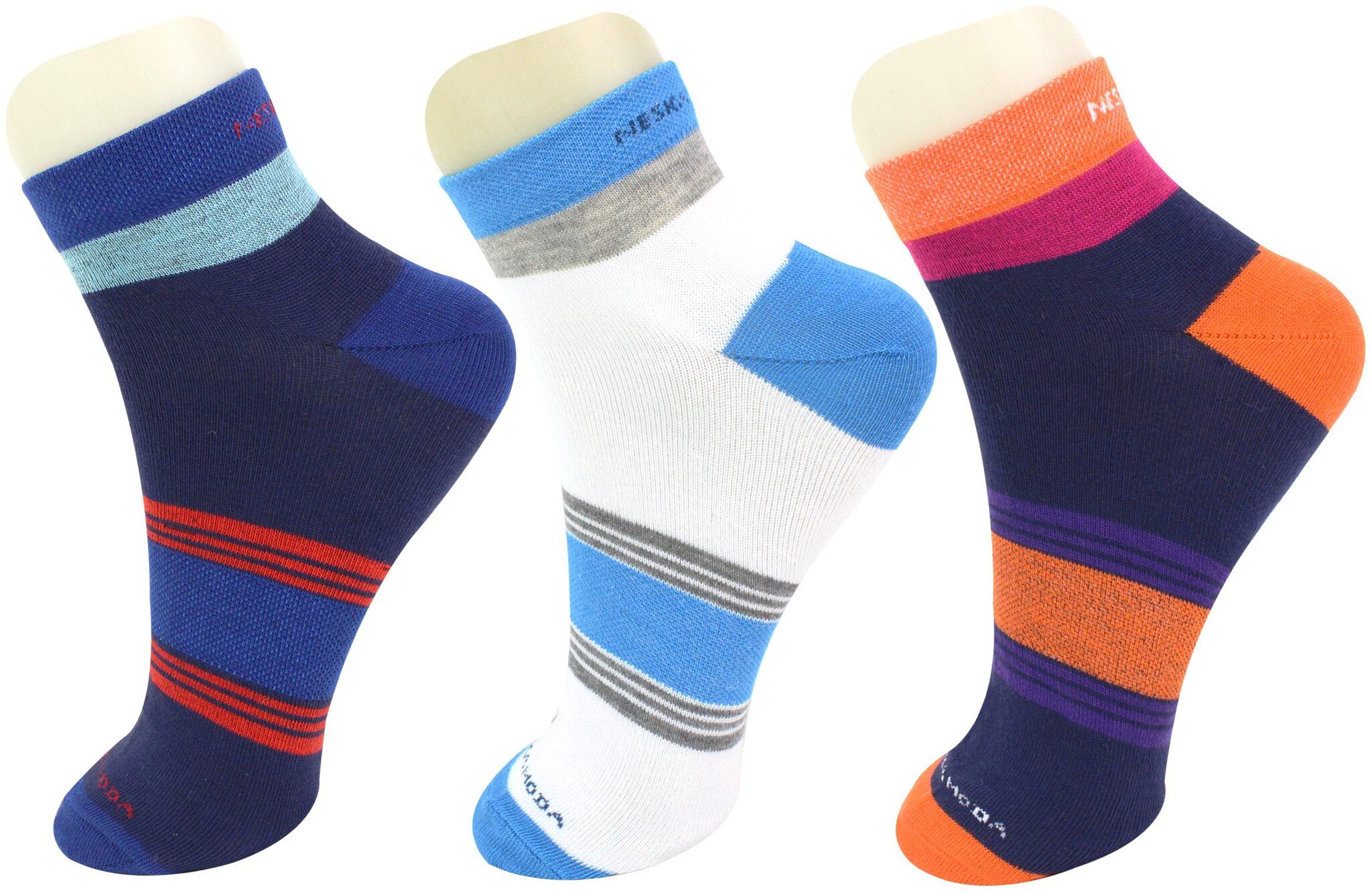 

Neska Moda Multi Cotton Ankle length socks ( Pack of 3 )