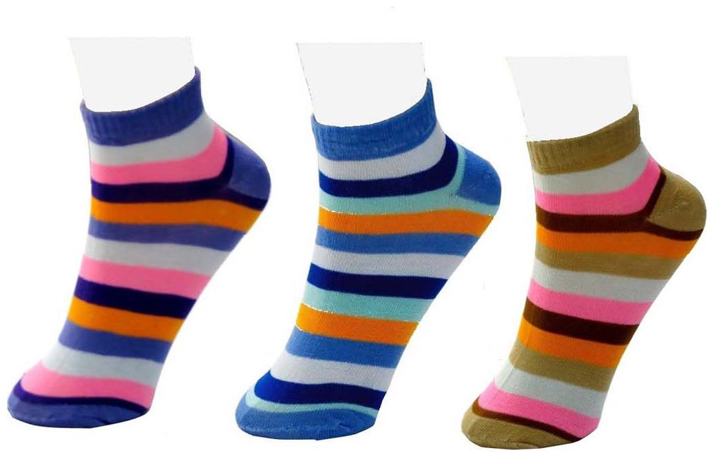 

Neska Moda 3 Pair Women s Striped Free Size Cotton Ankle Length Socks S40