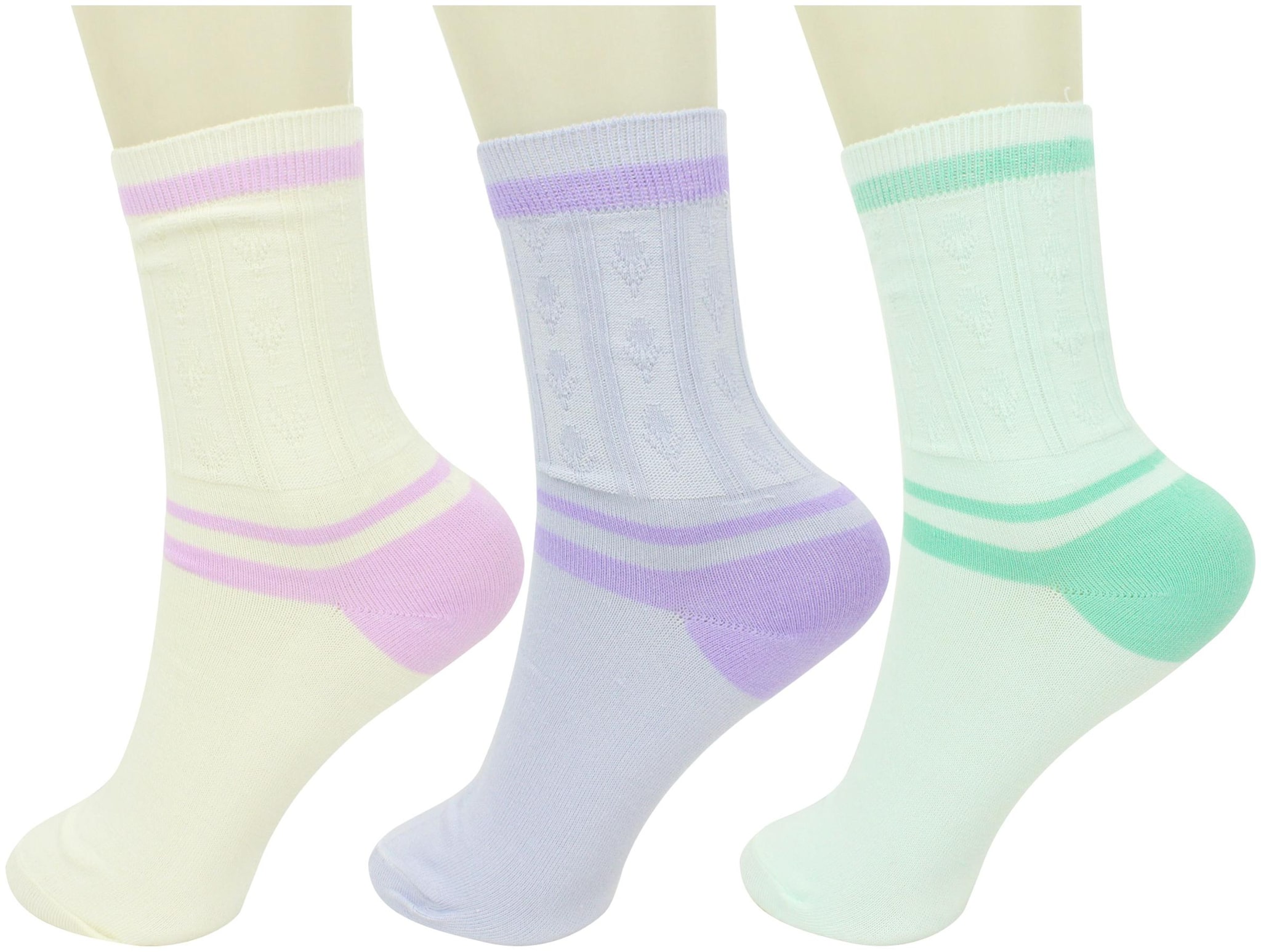 

Neska Moda Women s 3 Pair Cotton Multicolor Crew Length Socks-S869
