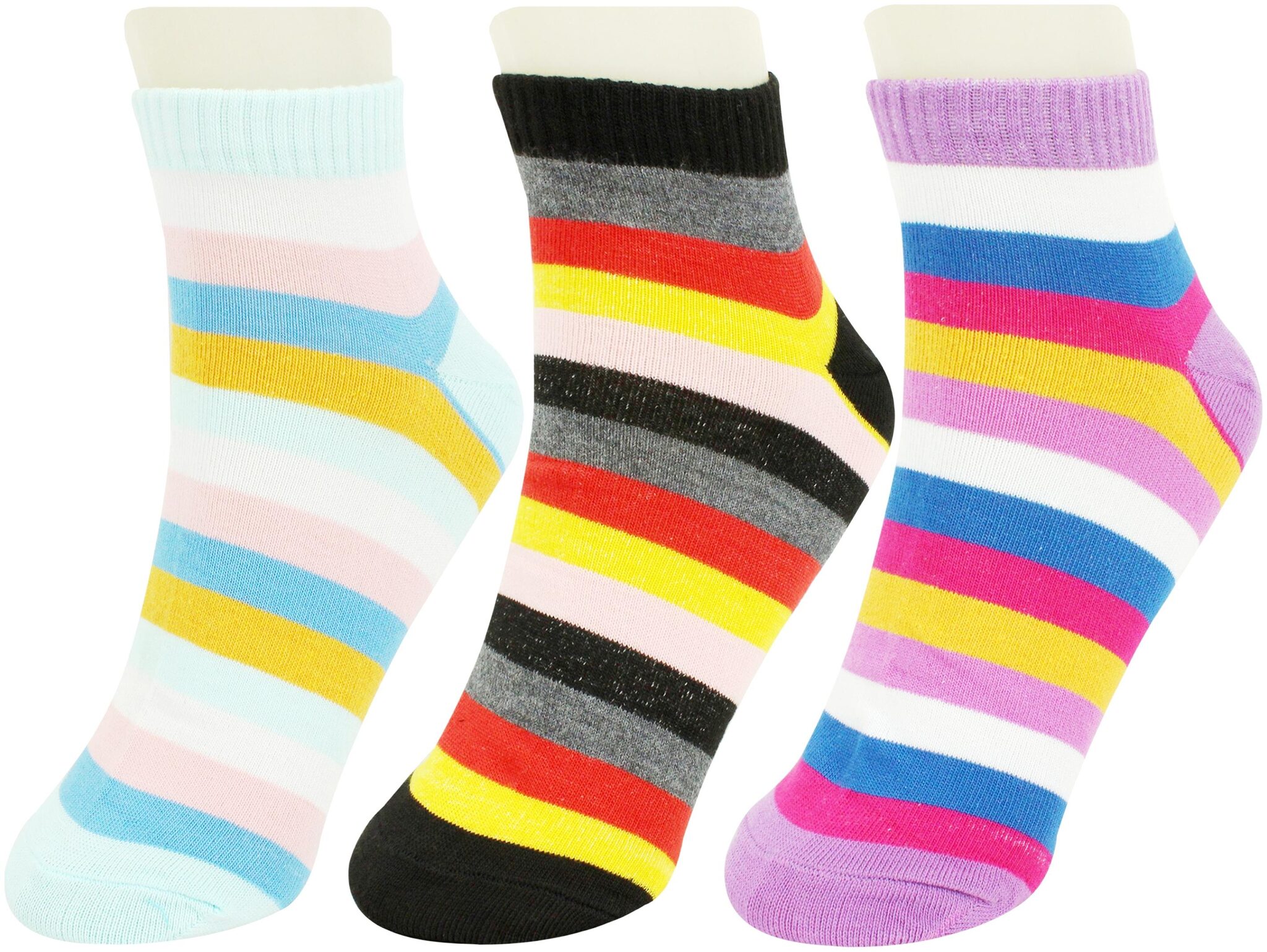 

Neska Moda Women s 3 Pair Multicolor Striped Cotton Ankle Length Socks-S72