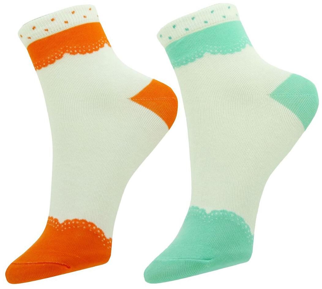 

Neska Moda Premium Women s Cotton Orange Blue 2 Pair Ankle Length Socks S566