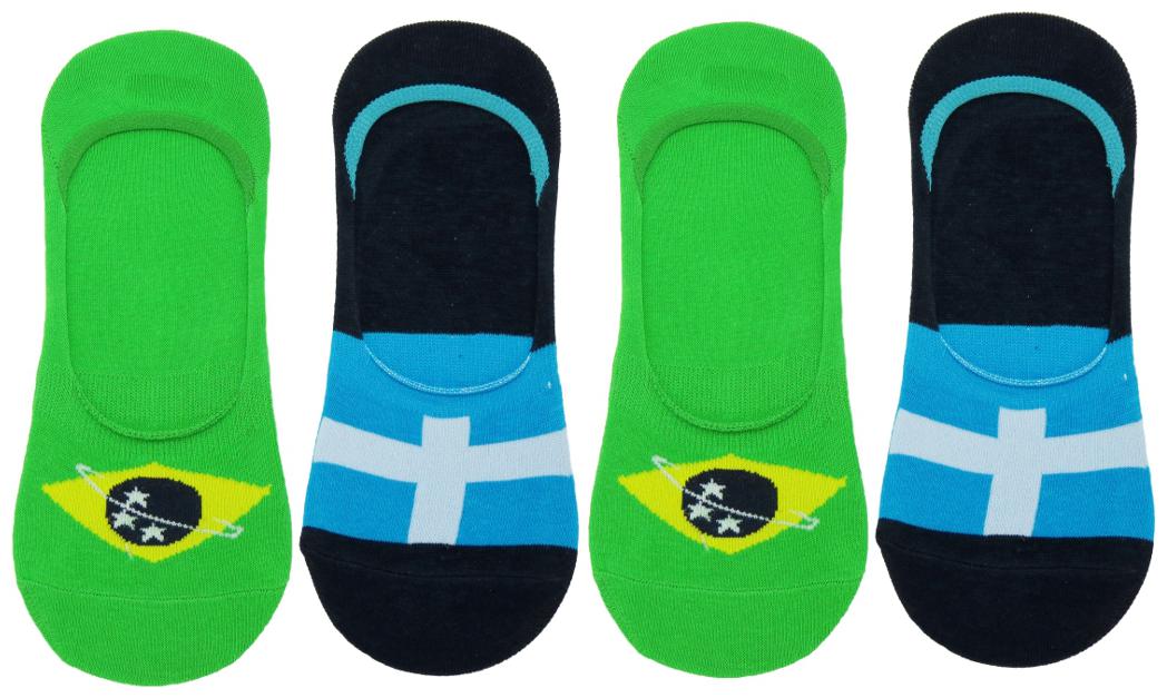 

Neska Moda Premium Men Women 4 Pairs Cotton Loafer Socks With Silicon Gel Grip-Blue Green