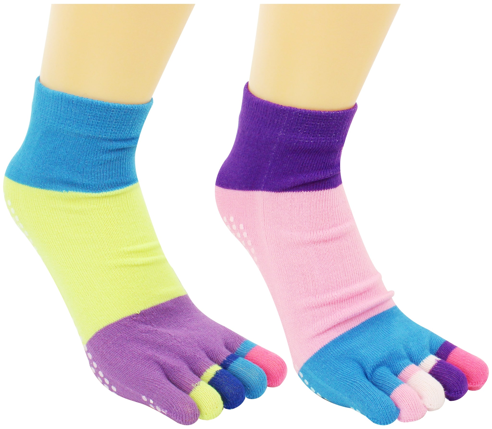 

Neska Moda Women s 2 Pair Purple And Pink Cotton Ankle Length Five Finger Anti Slip Toe Socks-S841