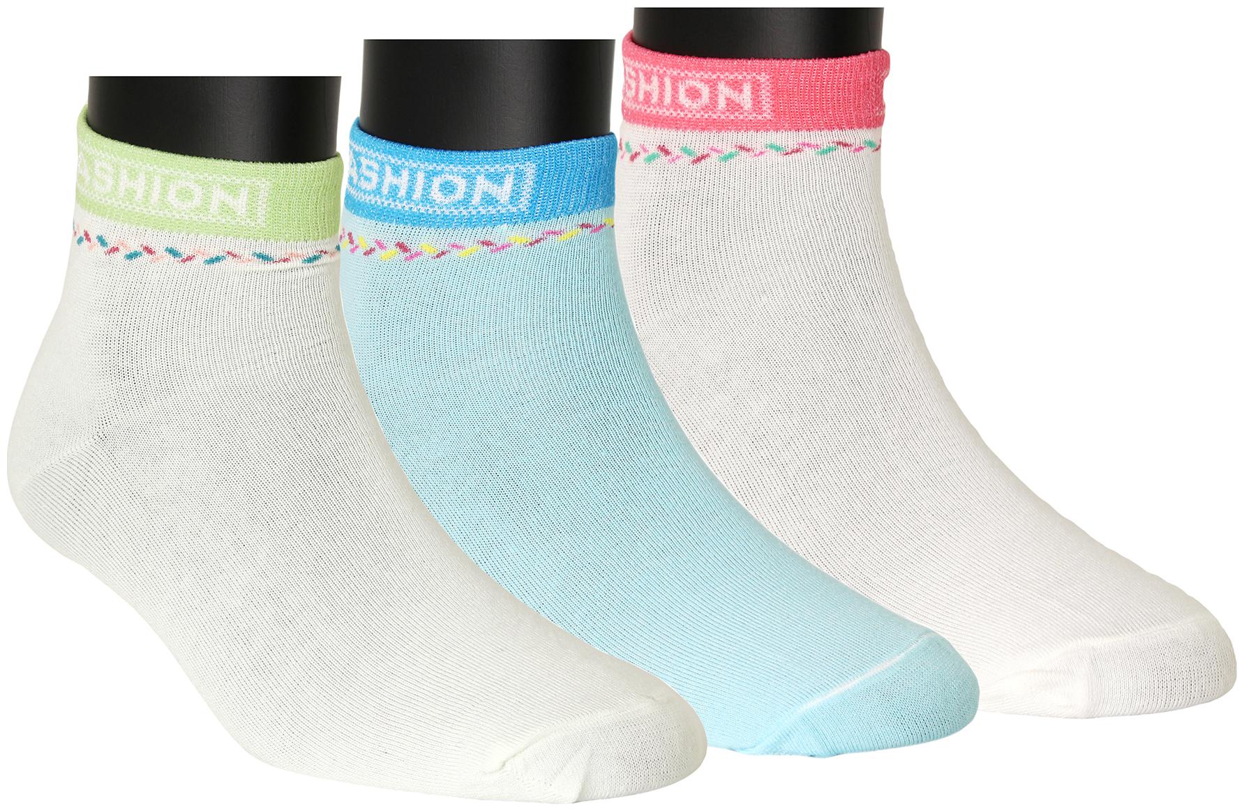 

Neska Moda Premium Women s 3 Pairs Cotton Ankle Length Socks -Green Light Blue-S761