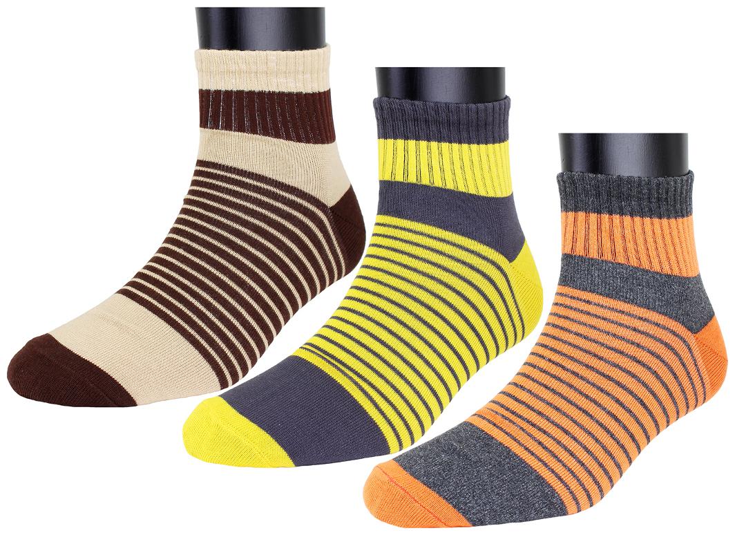 

Neska Moda Orange Cotton Ankle length socks ( Pack of 3 )