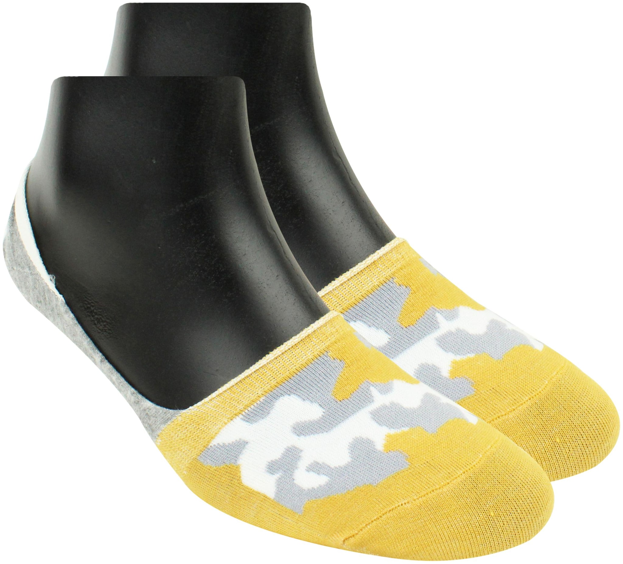 

Neska Moda Grey Yellow Cotton No show socks ( 1 pair )