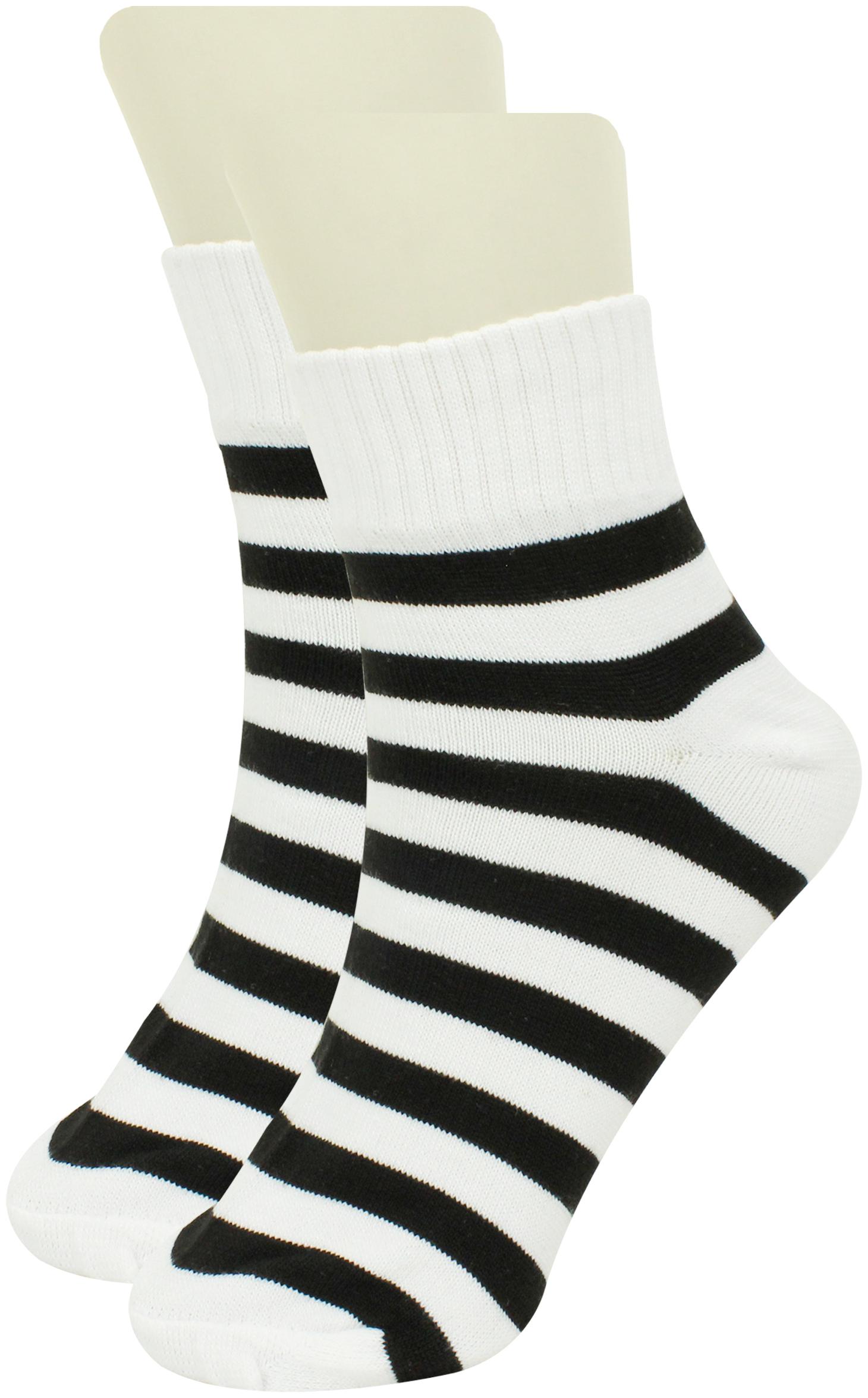 

Neska Moda White Black Cotton Ankle length socks ( 1 pair )