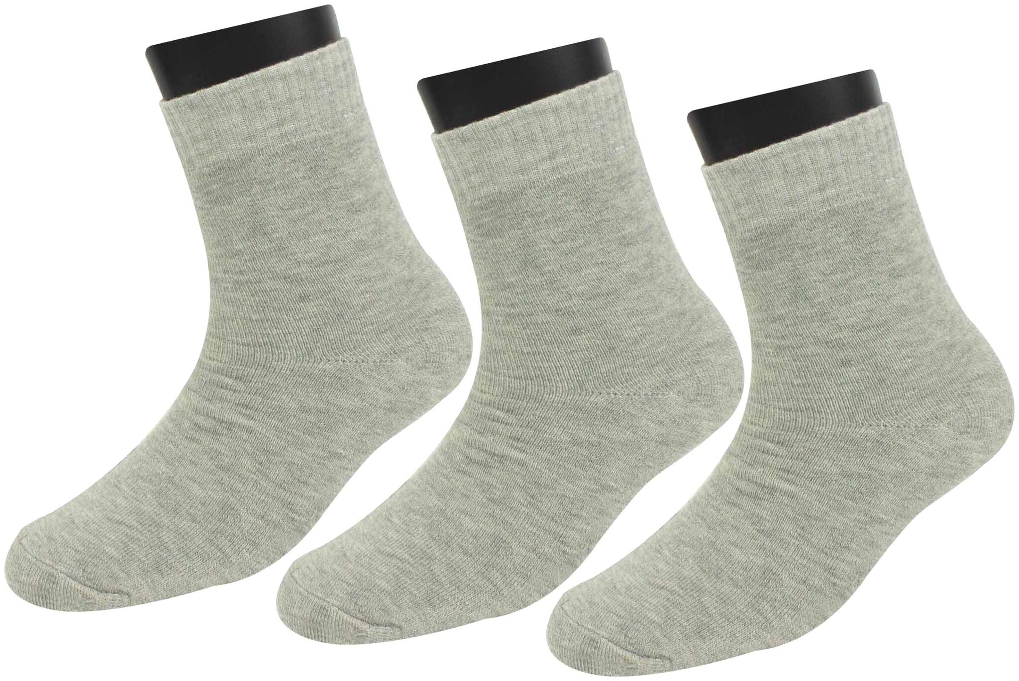 

Neska Moda Grey Cotton Crew length socks ( Pack of 3 )