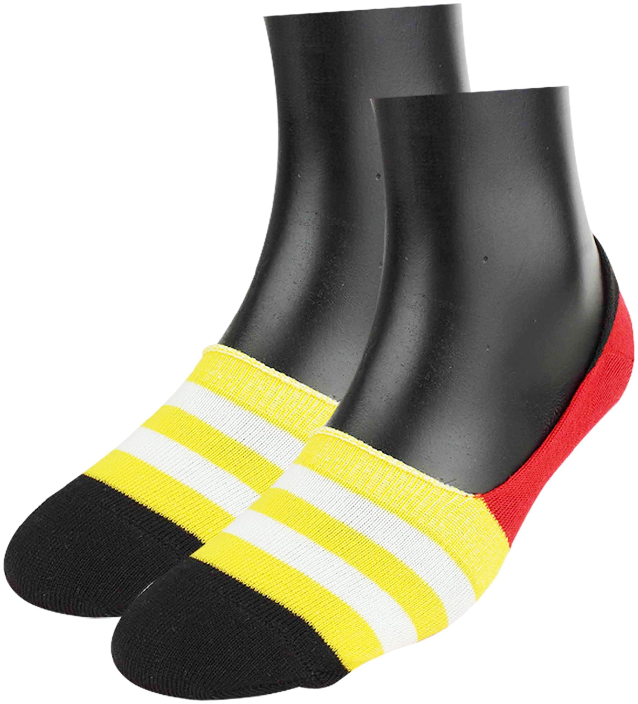 

Neska Moda Red Yellow Cotton No show socks ( 1 pair )