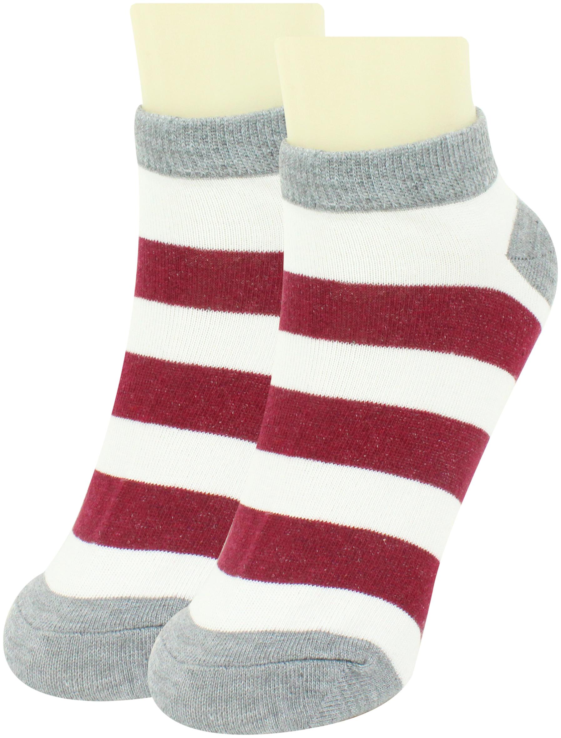 

Neska Moda Maroon White Cotton No show socks ( 1 pair )