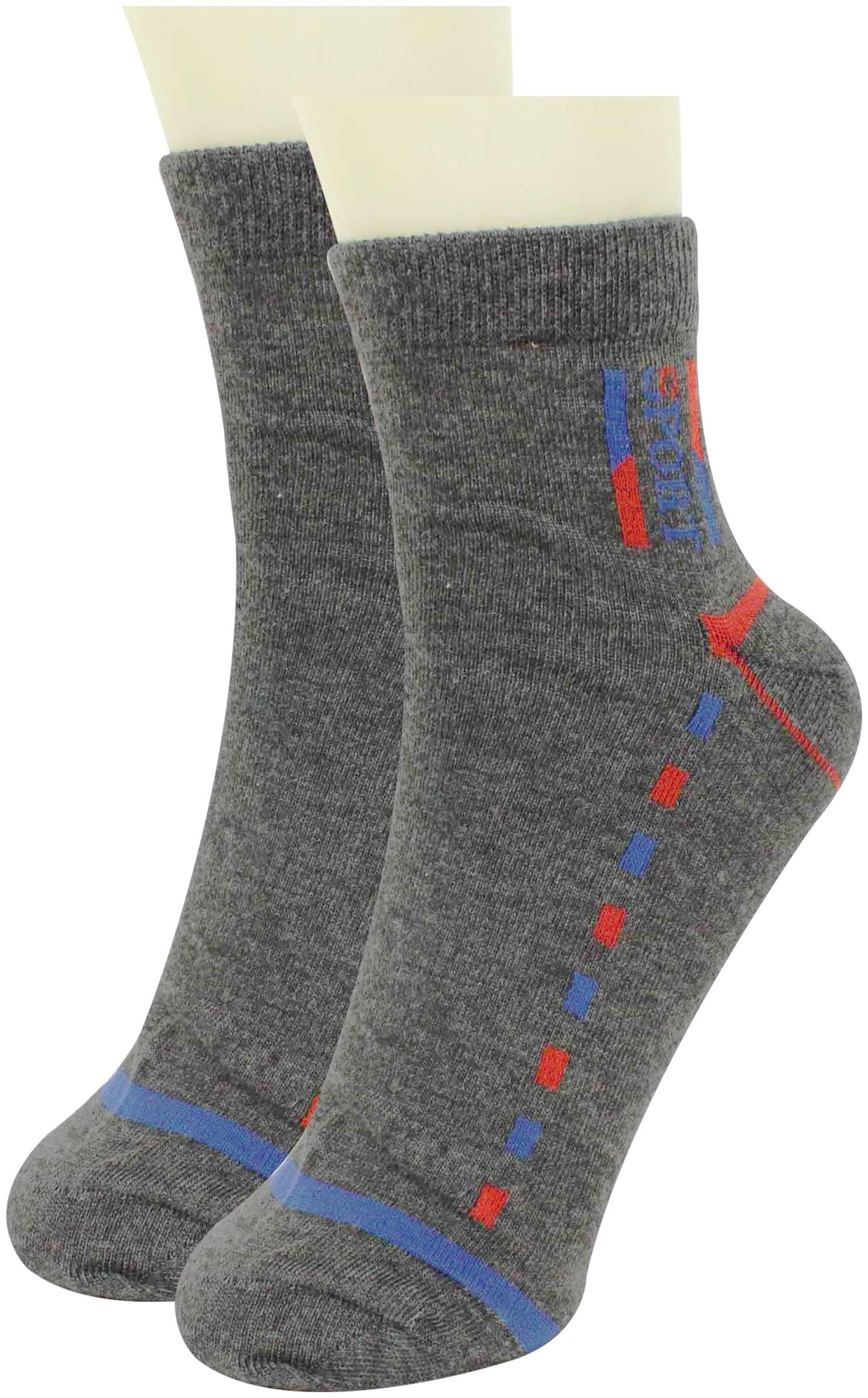 

Neska Moda Grey Red Cotton Ankle length socks ( 1 pair )