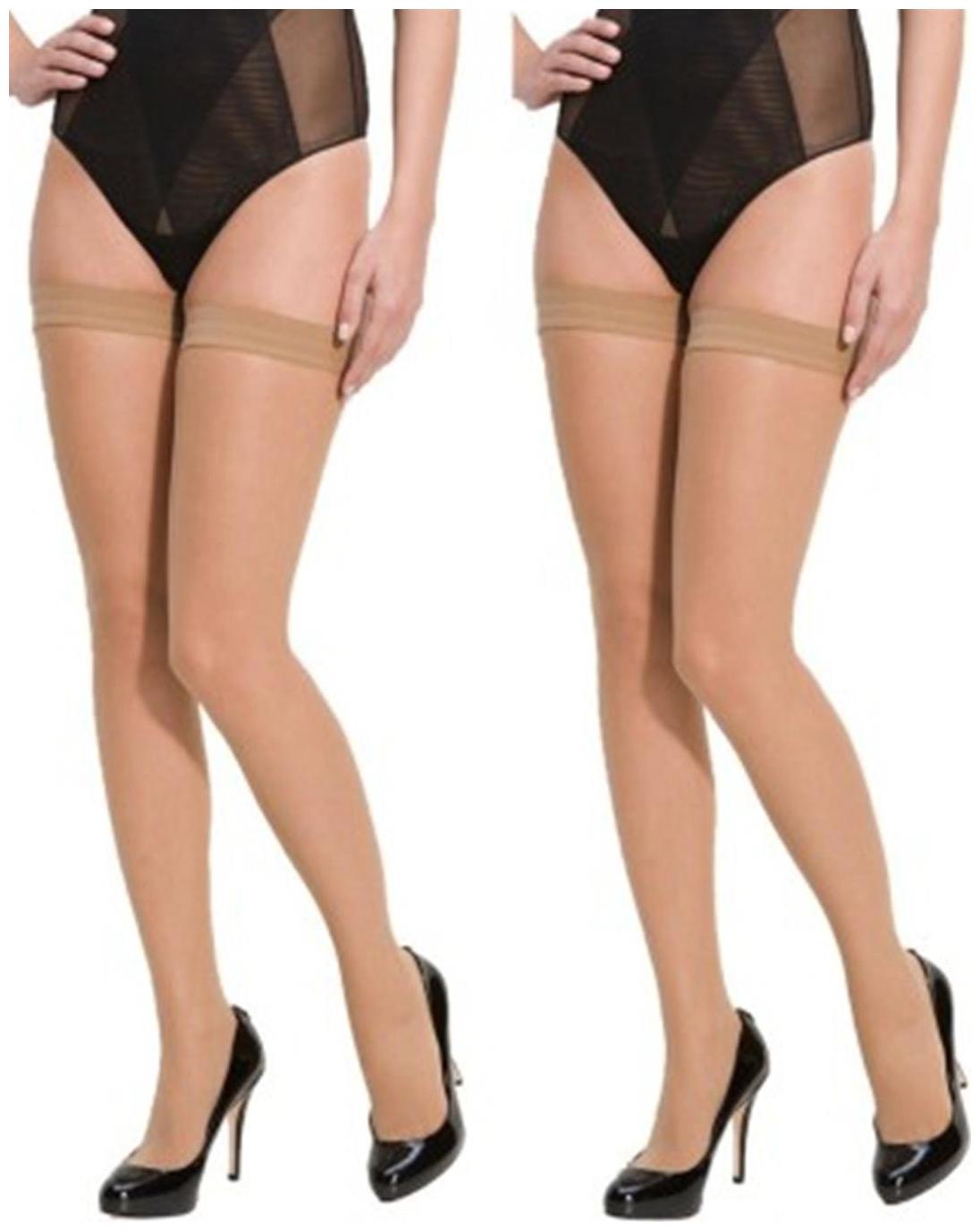 

Neska Moda Women s 2 Pair Skin-Beige Thigh-Highs Long Stockings