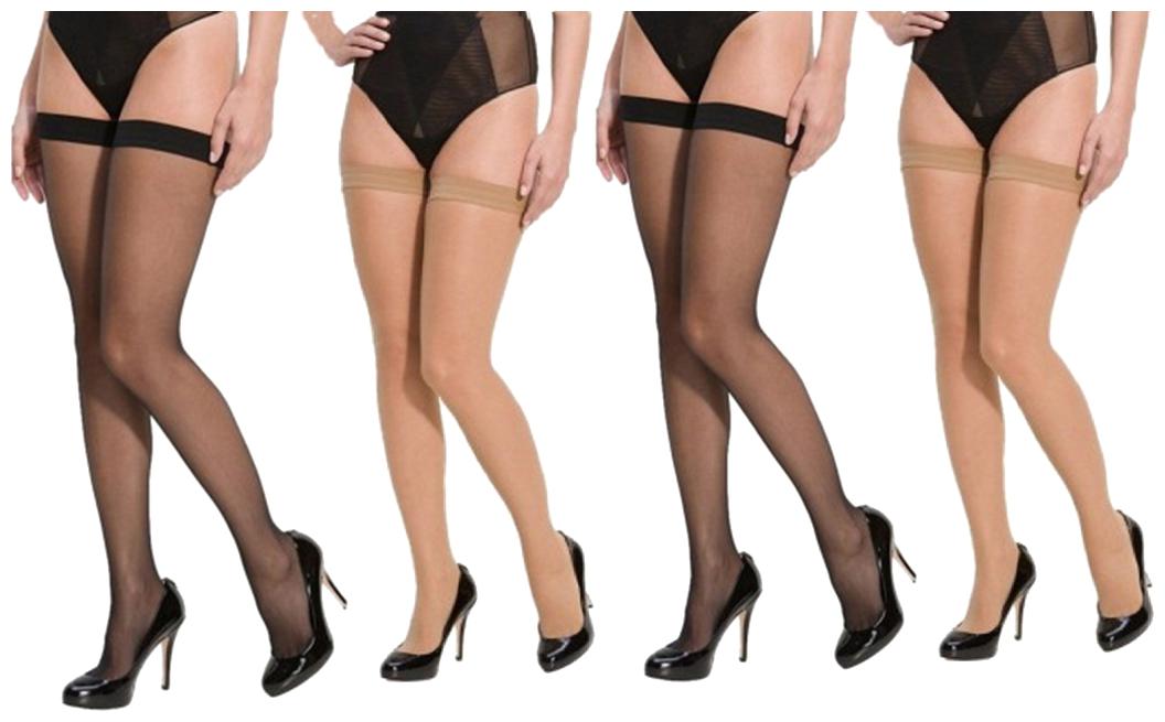 

Neska Moda Women s 4 Pair Black Skin Casual Thigh Highs Long Stockings