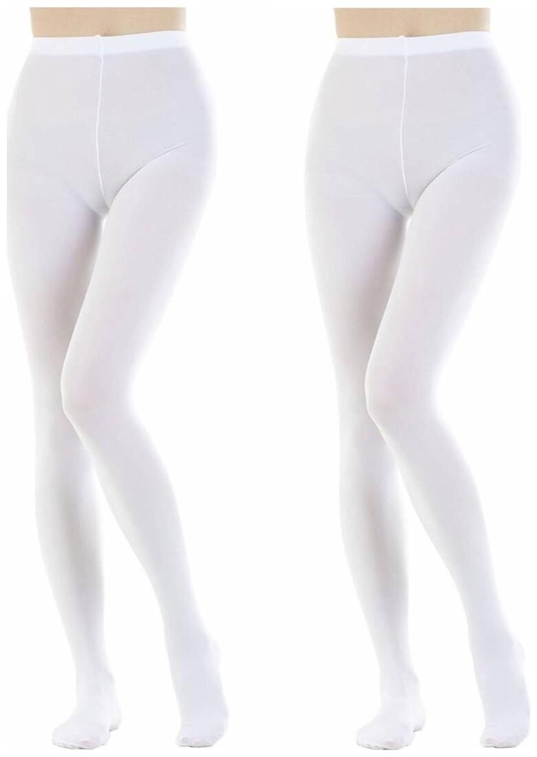 

Neska Moda Women s 2 Pair White Panty Hose Long Comfort Stockings