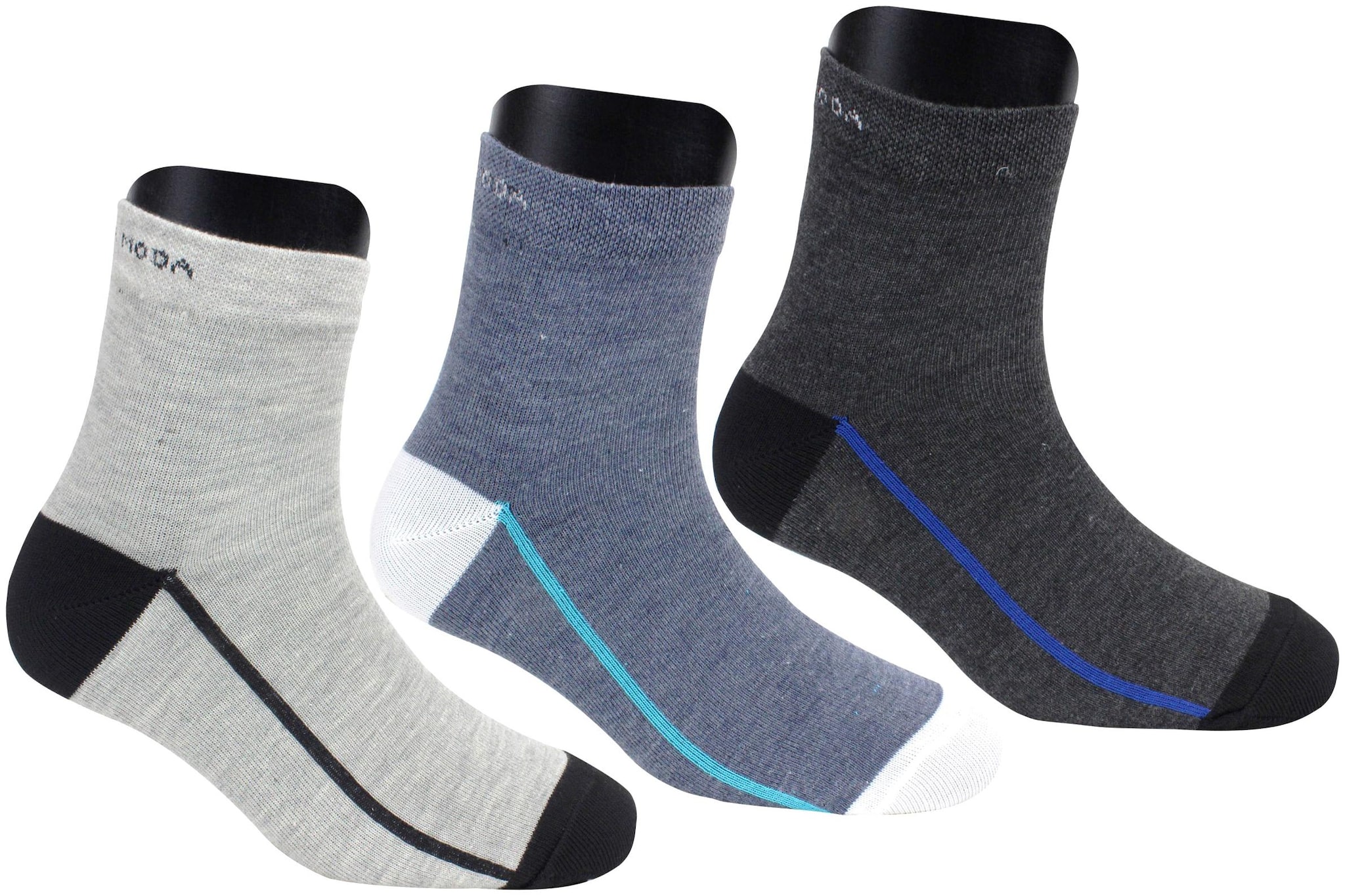 

Neska Moda Women s 3 Pair Striped Ankle Length Socks