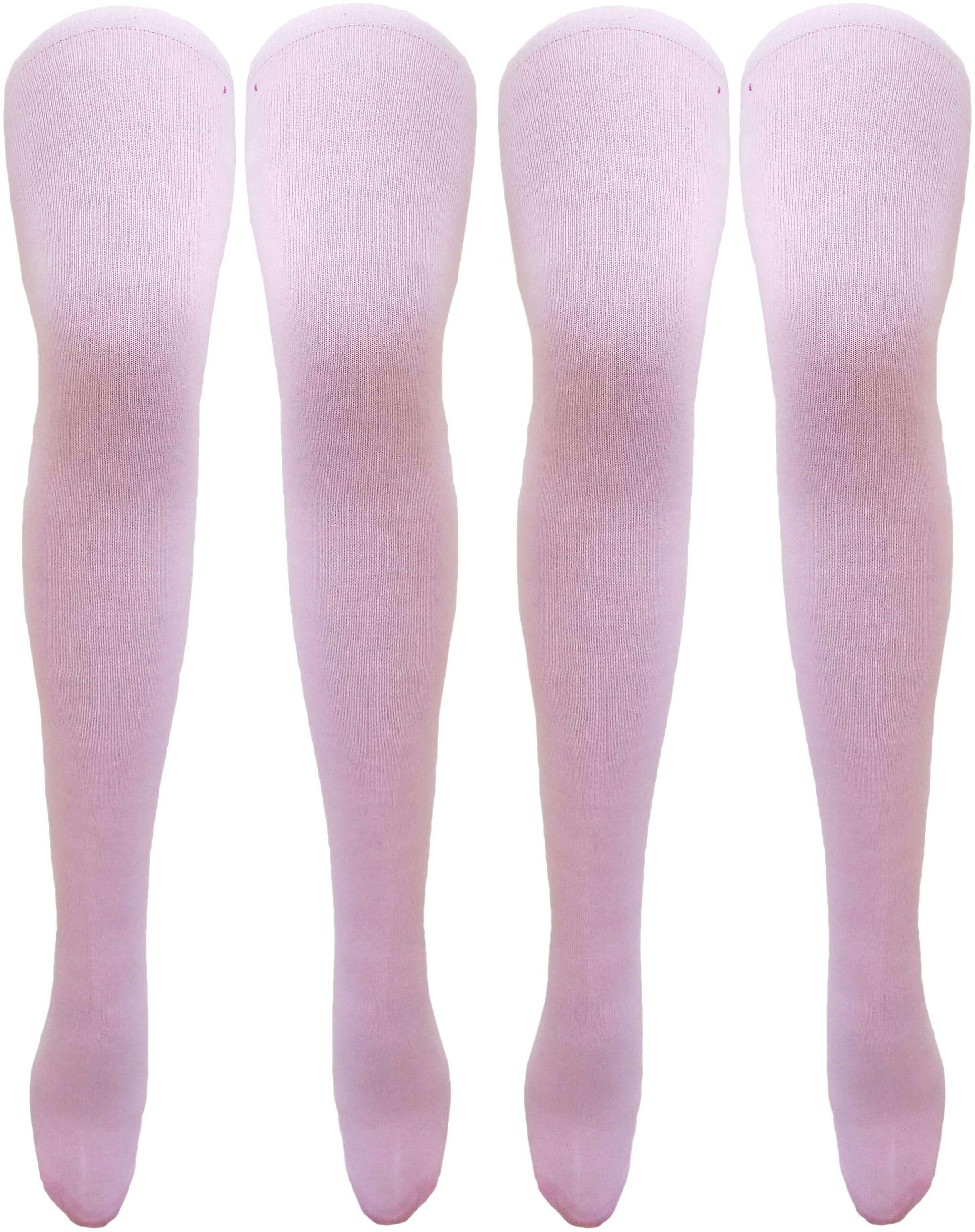 

Neska Moda Women s 2 Pair Pink Plain Cotton Thigh-High Stockings