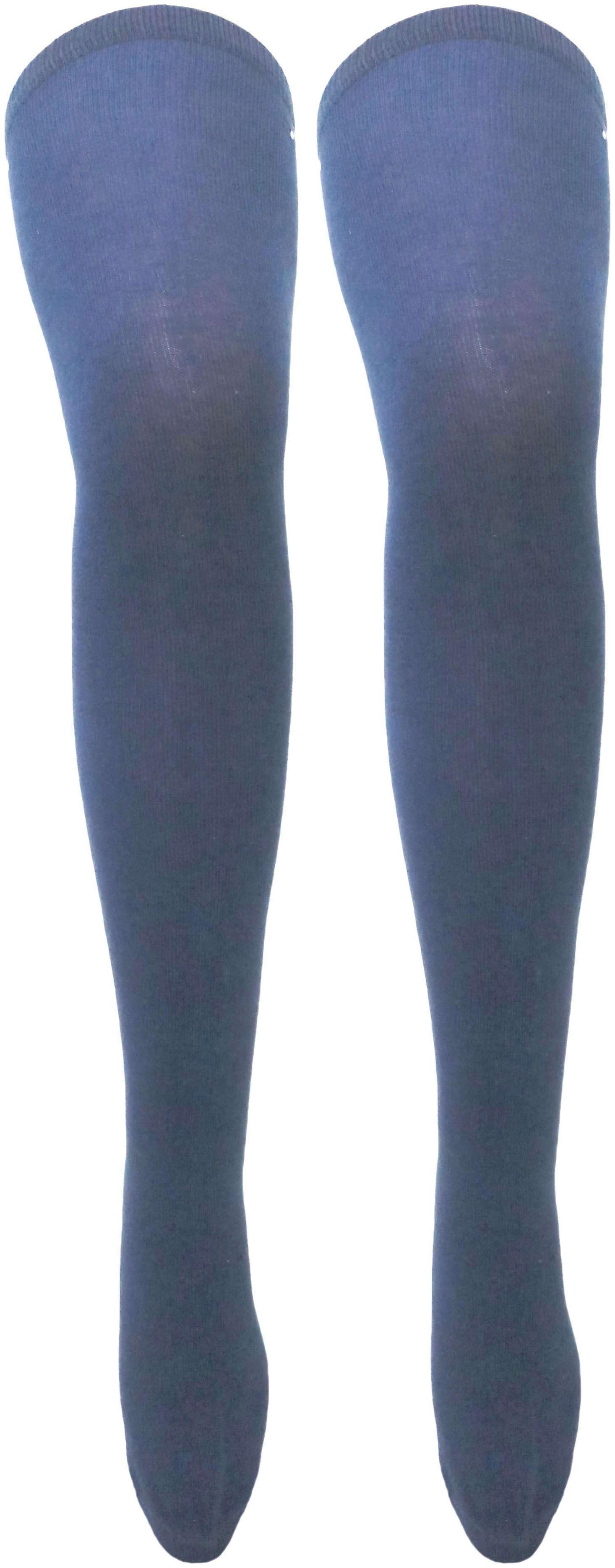 

Neska Moda Women s Navy Plain Cotton Thigh-High Stockings