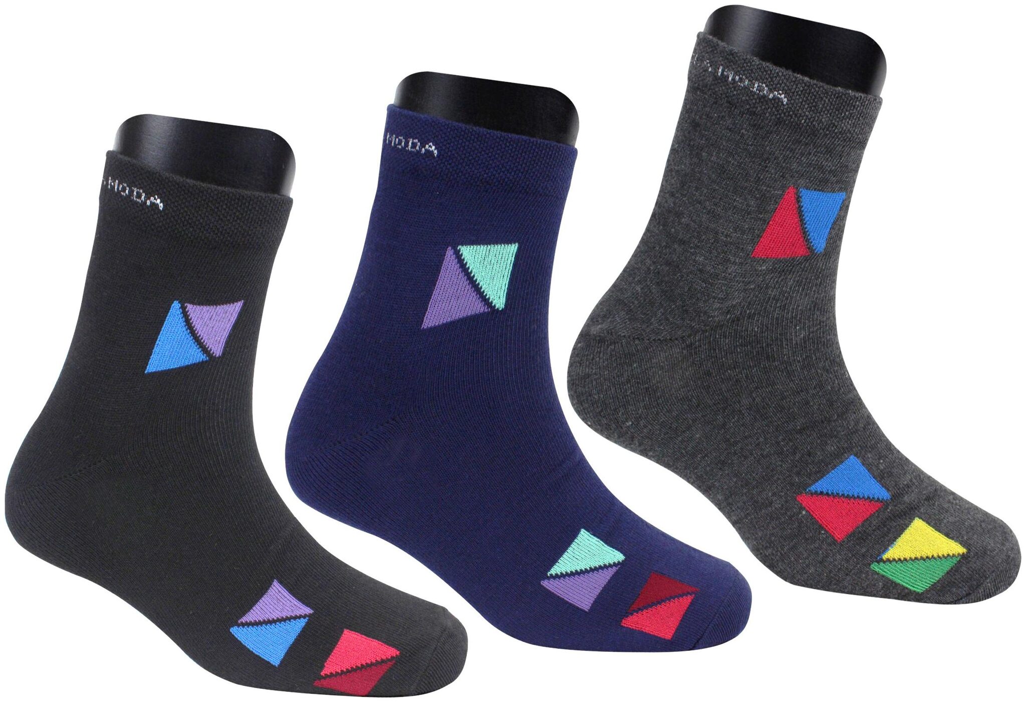 

Neska Moda Women s 3 Pair Geometric Print Ankle Length Socks