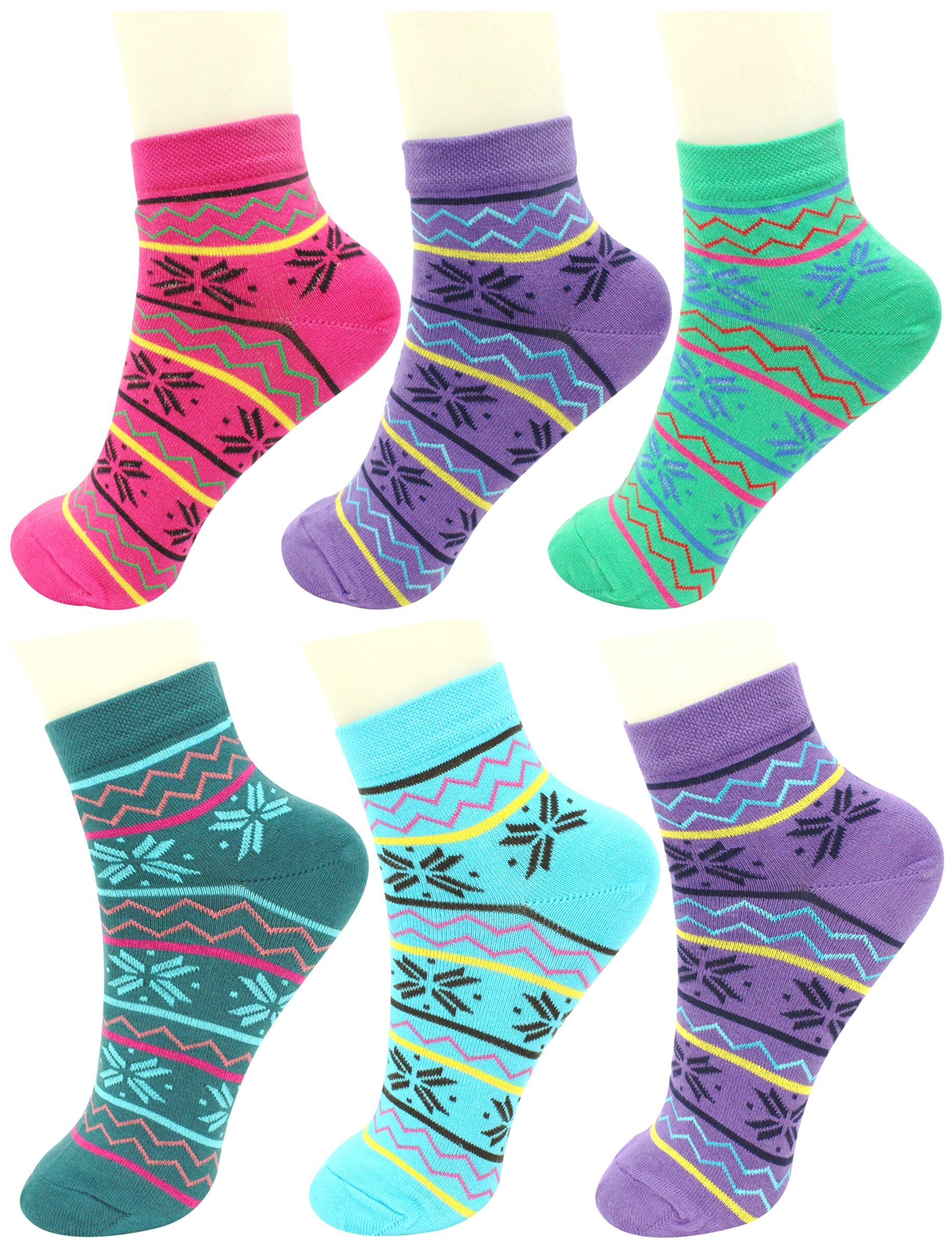 

Neska Moda Women 6 Pairs Multicolor Cotton Ankle Length Socks