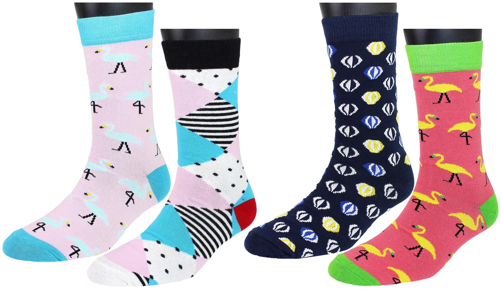 

Neska Moda Women 4 Pair Cotton Multicolor Crew Length Socks