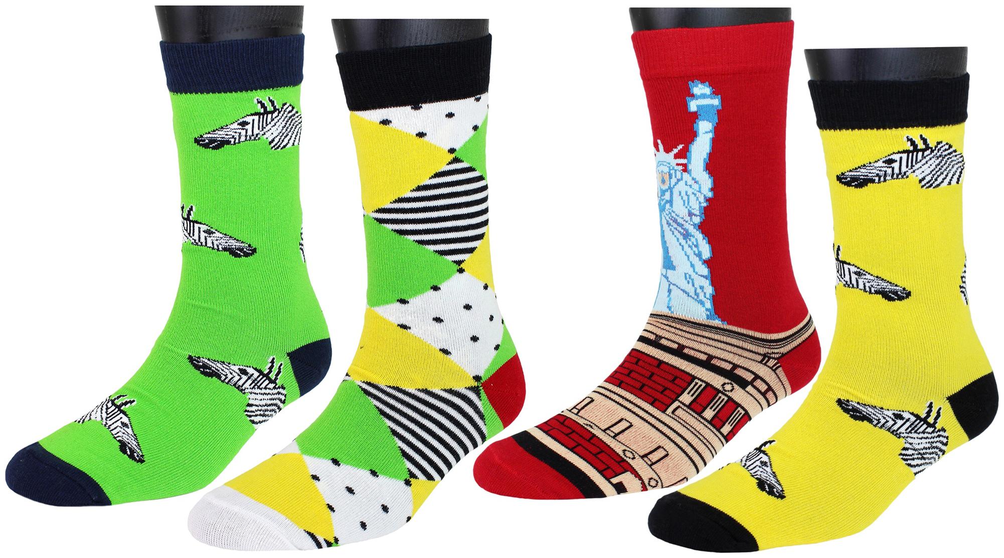 

Neska Moda Women 4 Pair Cotton Multicolor Crew Length Socks