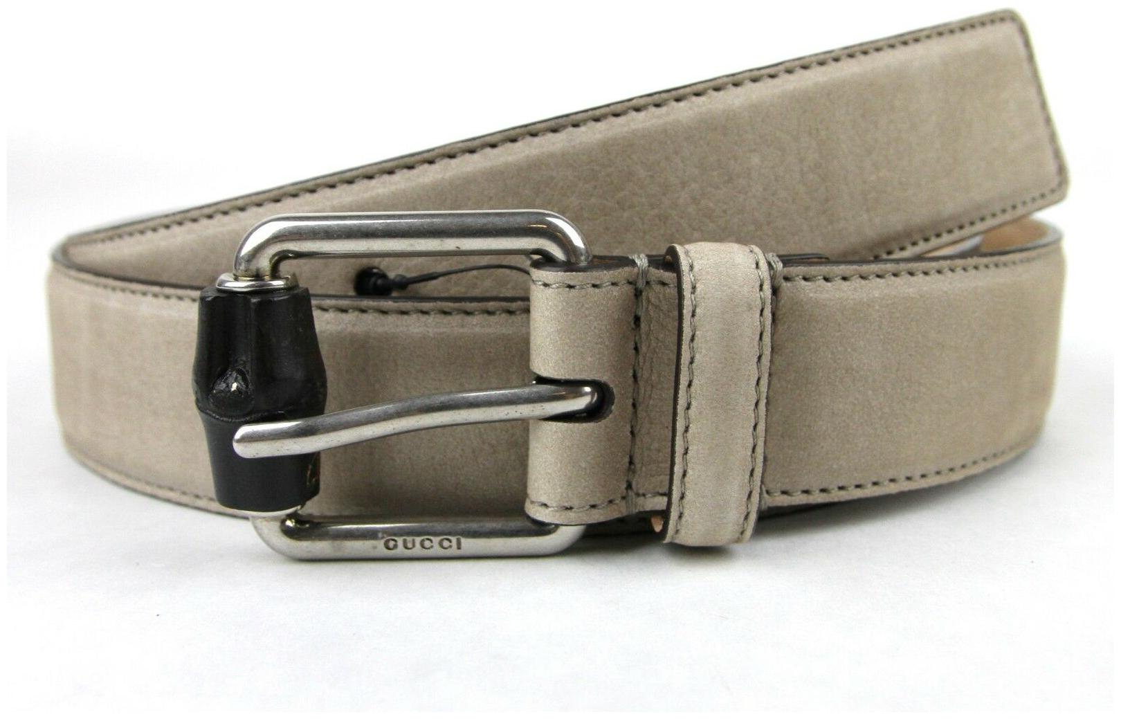 

New Authentic GUCCI Mens Leather Suede Belt with Bamboo Buckle 336827