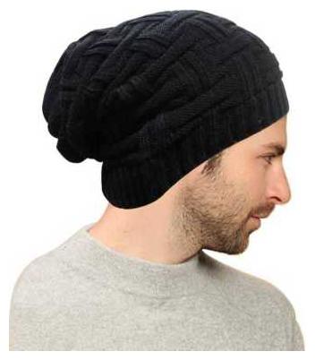 

New Fashion With Stylish Black Woolen Stretchable Beanie Cap