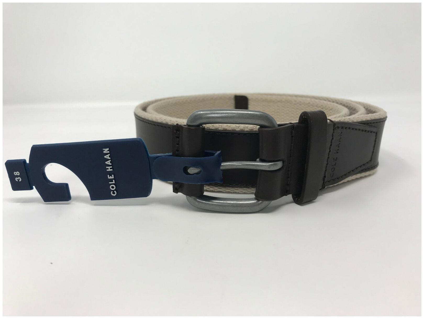 

New NWT Men s Cole Haan 35mm Feather Edge Smooth Panel Brown Belt Size 38