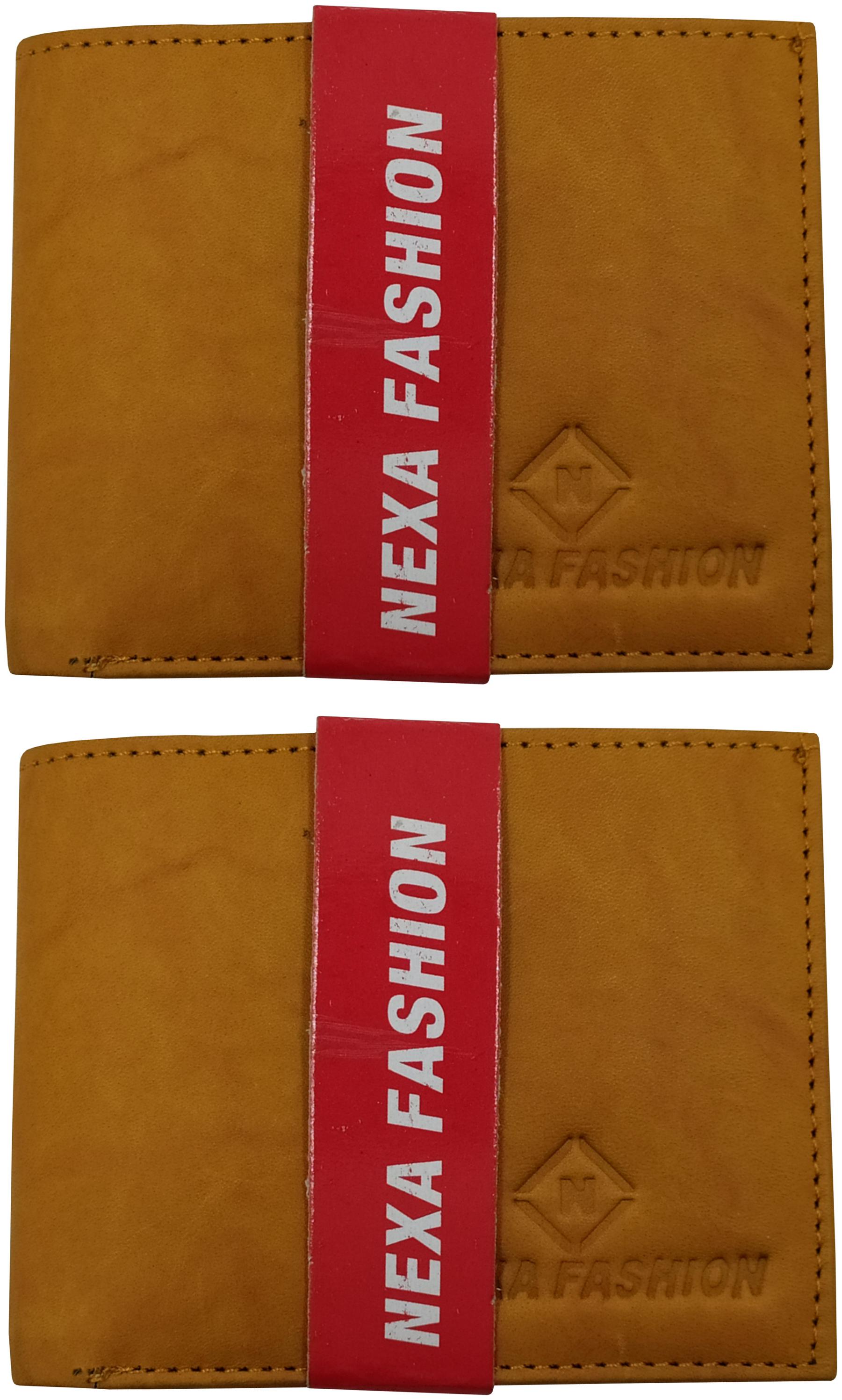

NEXA FASHION Men Tan Leather Bi-Fold Wallet ( Pack of 2 )