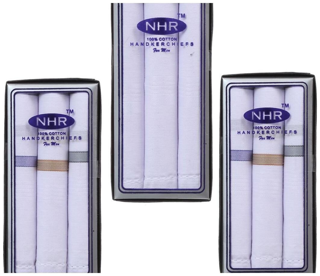 

NHR White Cotton Handkerchiefs ( Pack of 3 )