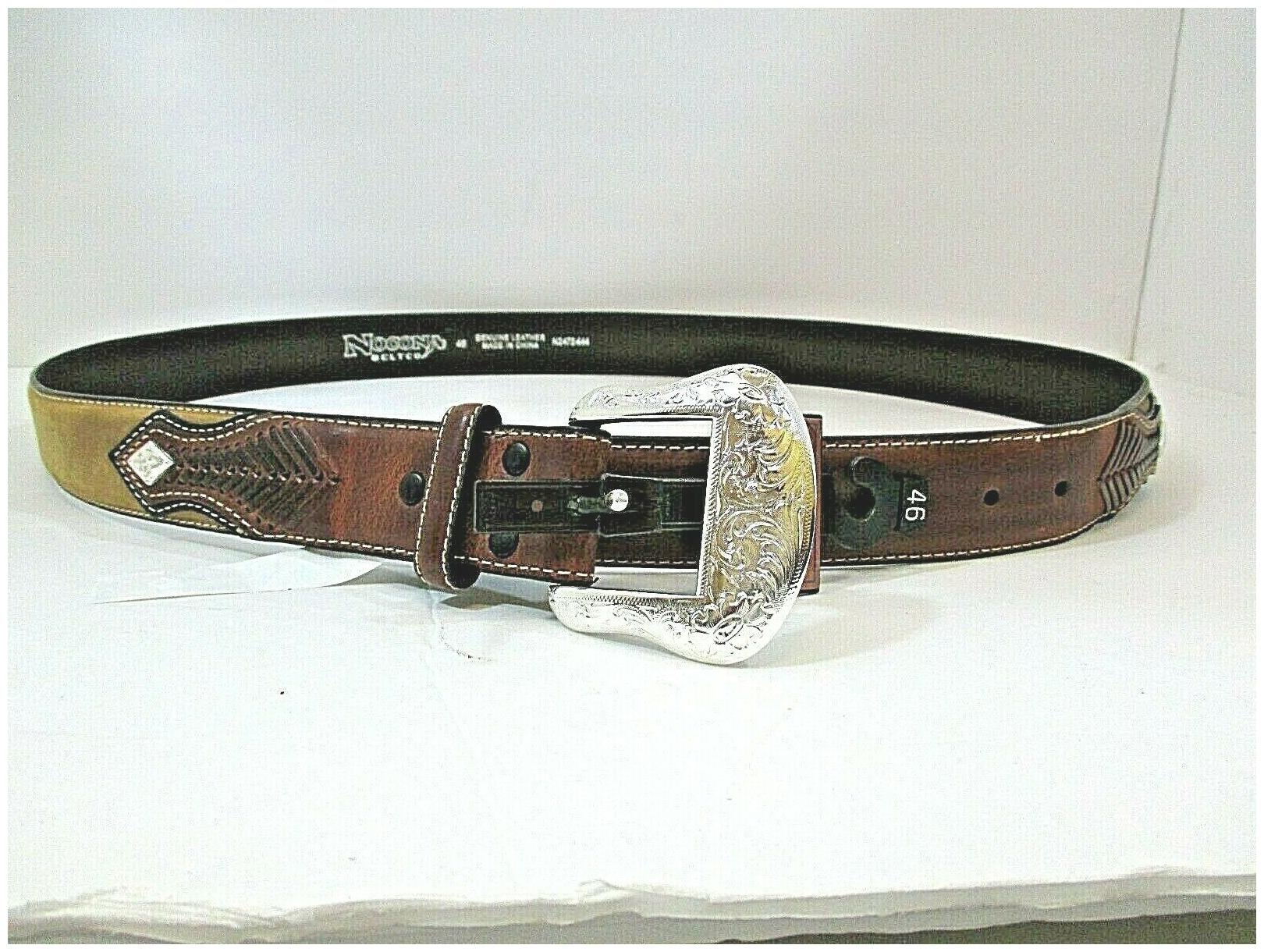 

Nocona Belt Co NWT Men s Leather Top Hand Belt Brown Silver Buckle N2475444 46