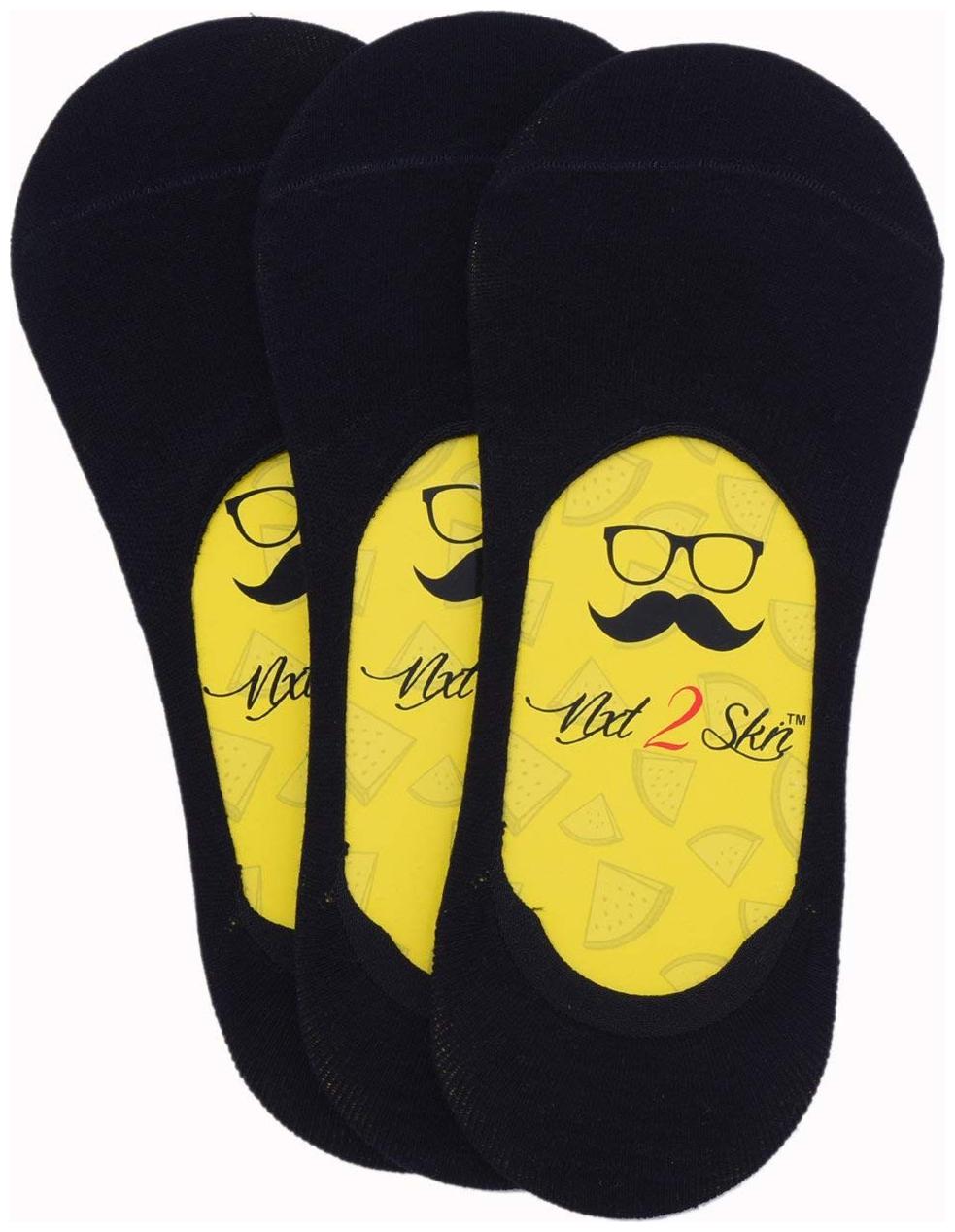 

Nxt 2 Skn Black Cotton No show socks ( Pack of 3 )