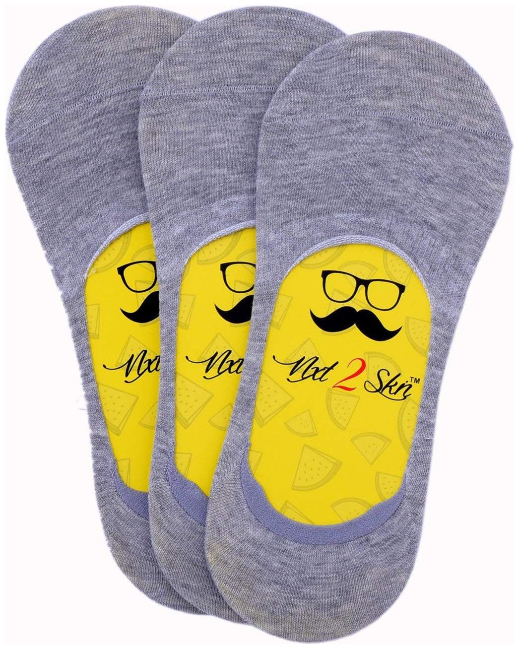 

N2S NEXT2SKIN Men s Hidden Loafer Invisible No Show Socks Pack of 3 pairs (Grey)