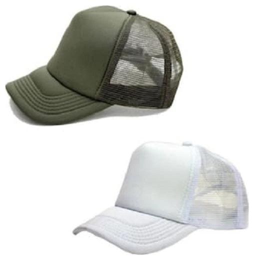 

(Pack of 2) ODDEVEN White Light Green Half Net Baseball Trucker Caps Mesh Cap